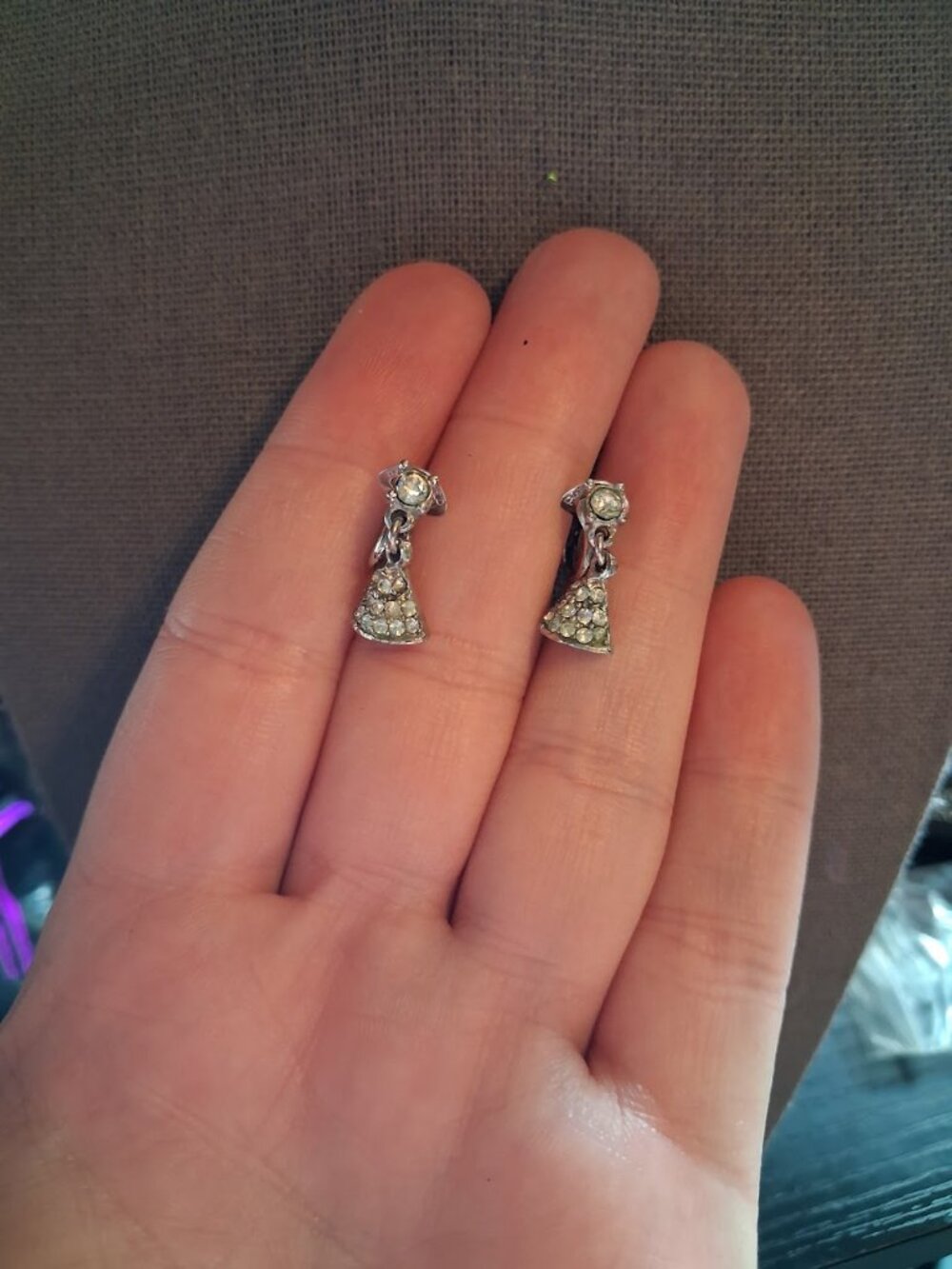 Dainty Bell dangle clip on earrings